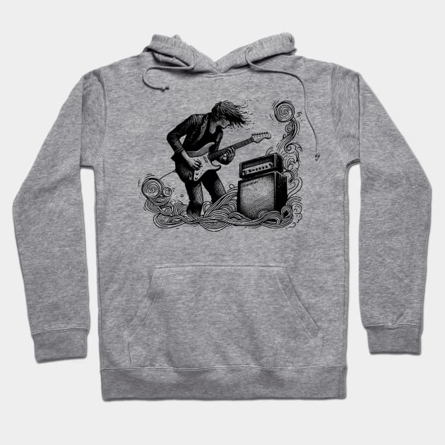 Rock Star Fog Machine | Gifts for Guitar Players Tee Hoodie by Mad Monkey Creations